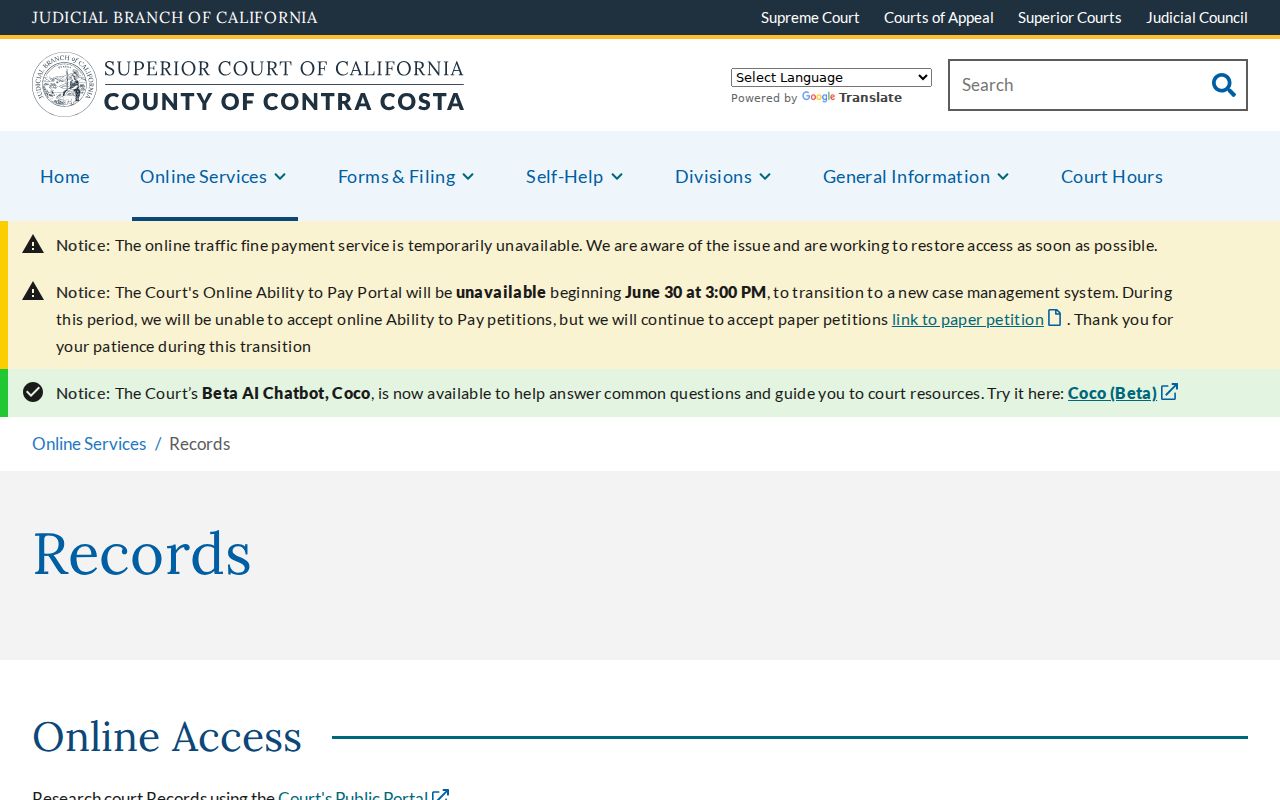 Oakley people search through Contra Costa court records portals
