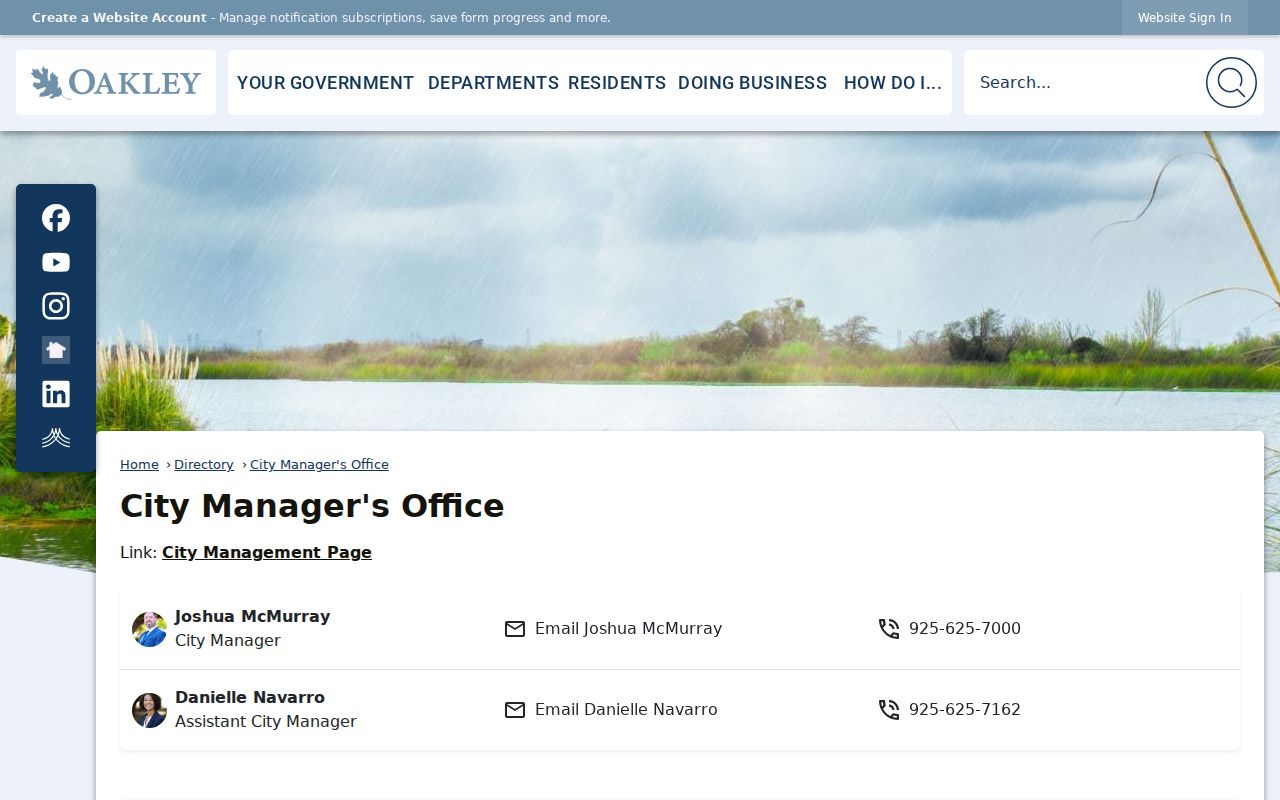 Oakley people directories City Manager staff listing