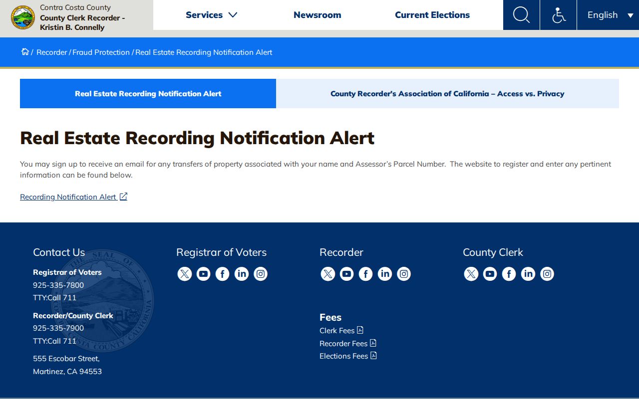 Oakley public records real estate recording notification program