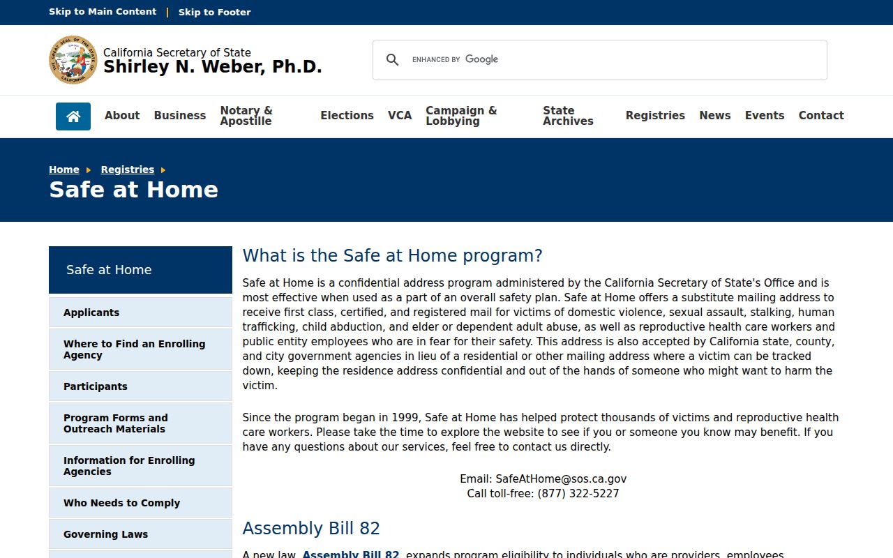 Oakley voter registration records and California Safe at Home address confidentiality