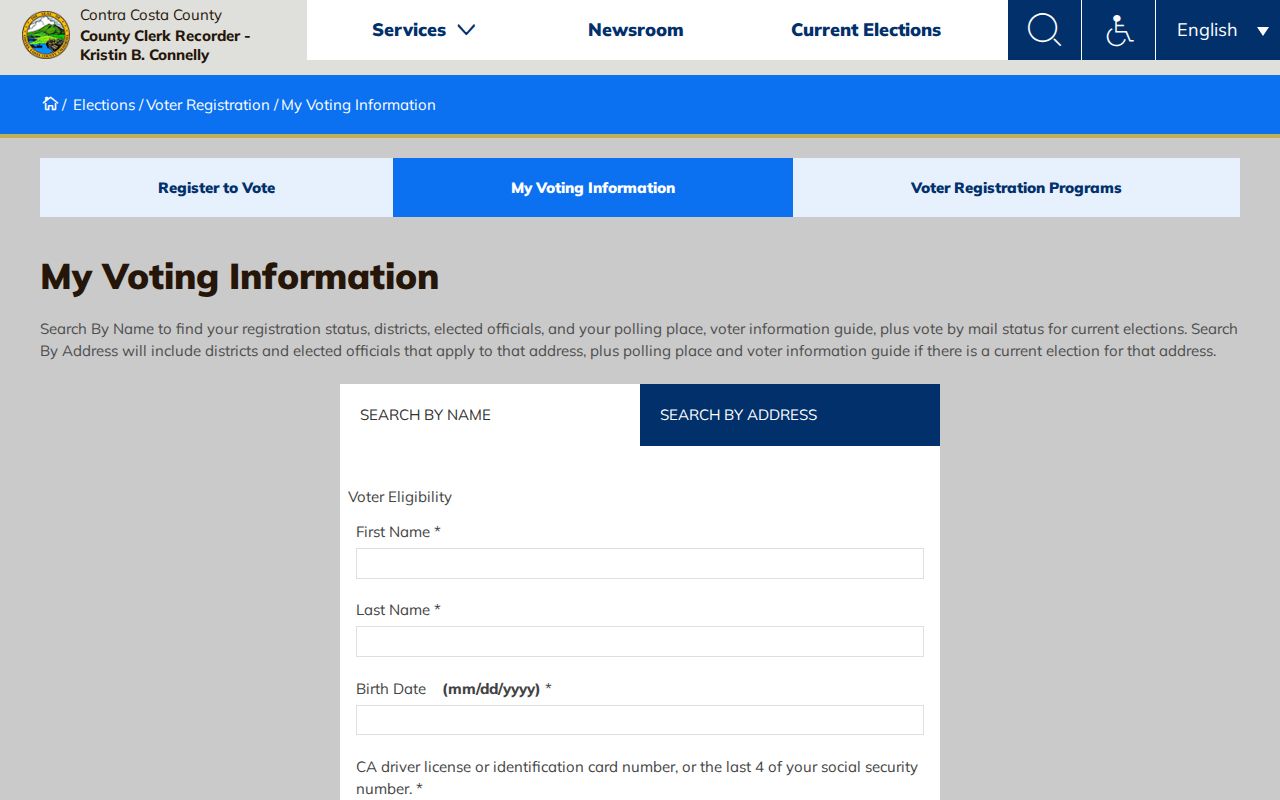 Oakley voter registration records lookup in Contra Costa My Voting Information